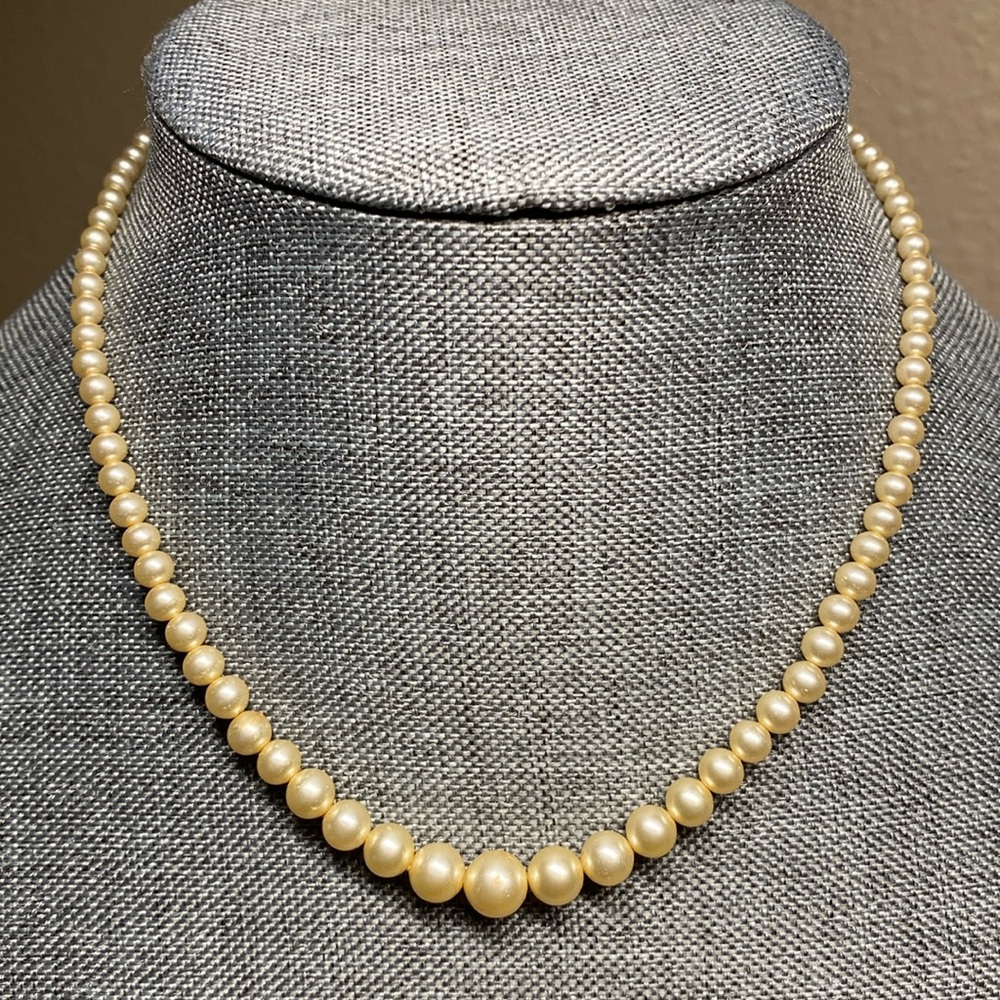 Vintage Pearl Necklace with Sterling Silver Clasp